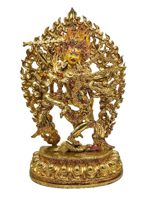 [kurukulla], Buddhist Handmade Statue, [face Painted] And [gold Plated]