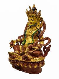 [best Price], [yellow Jambhala Or Kuber], Buddhist Handmade Statue, [face Painted] And [partly Gold Plated]