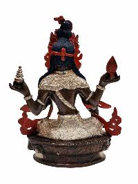 [lakshmi] Buddhist Handmade Statue, [silver And Chocolate Oxidized], Wtih [face Painted]