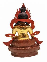 [yellow Jambhala Or Kuber], Buddhist Handmade Statue, [face Painted] And [partly Gold Plated]