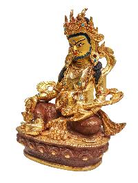 [yellow Jambhala Or Kuber], Buddhist Handmade Statue, [face Painted] And [partly Gold Plated]