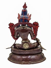 [green Tara], Buddhist Handmade Statue, [silver And Chocolate Oxidized], Wtih [face Painted]