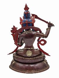 [manjushree], Buddhist Handmade Statue, [silver And Chocolate Oxidized], Wtih [face Painted]