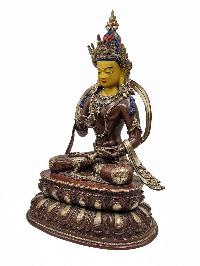 [vajrasattva], Buddhist Handmade Statue, [silver And Chocolate Oxidized], Wtih [face Painted]