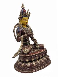 [vajrasattva], Buddhist Handmade Statue, [silver And Chocolate Oxidized], Wtih [face Painted]