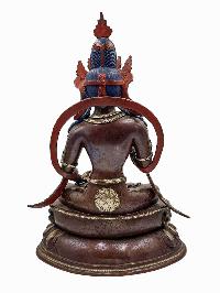 [vajrasattva], Buddhist Handmade Statue, [silver And Chocolate Oxidized], Wtih [face Painted]