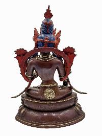 [white Tara], Buddhist Handmade Statue, [silver And Chocolate Oxidized], Wtih [face Painted]