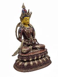 [aparimita], Buddhist Handmade Statue, [silver And Chocolate Oxidized], Wtih [face Painted]