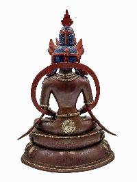 [aparimita], Buddhist Handmade Statue, [silver And Chocolate Oxidized], Wtih [face Painted]