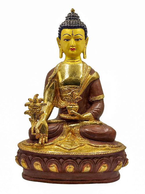 [best Price], [medicine Buddha], Buddhist Handmade Statue, [partly Gold Plated], Wtih [face Painted], For A Gift, Altars And Buddhist Ritual