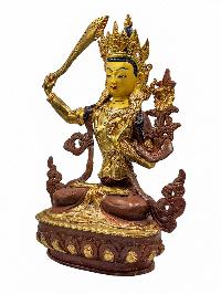 [best Price], [manjushree], Buddhist Handmade Statue, [partly Gold Plated], Wtih [face Painted], For A Gift, Altars And Buddhist Ritual