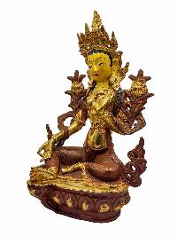 [best Price], [green Tara], Buddhist Handmade Statue, [partly Gold Plated], Wtih [face Painted], For A Gift, Altars And Buddhist Ritual