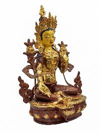 [best Price], [green Tara], Buddhist Handmade Statue, [partly Gold Plated], Wtih [face Painted], For A Gift, Altars And Buddhist Ritual