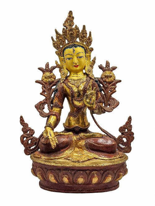 [best Price], [white Tara], Buddhist Handmade Statue, [partly Gold Plated], Wtih [face Painted], For A Gift, Altars And Buddhist Ritual