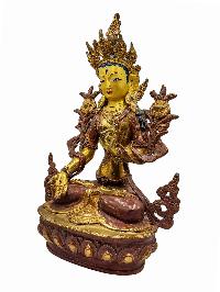 [best Price], [white Tara], Buddhist Handmade Statue, [partly Gold Plated], Wtih [face Painted], For A Gift, Altars And Buddhist Ritual