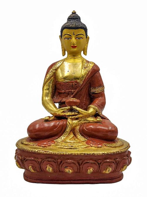 shakyamuni Buddha, Buddhist Handmade Statue, partly Gold Plated, Wtih face Painted
