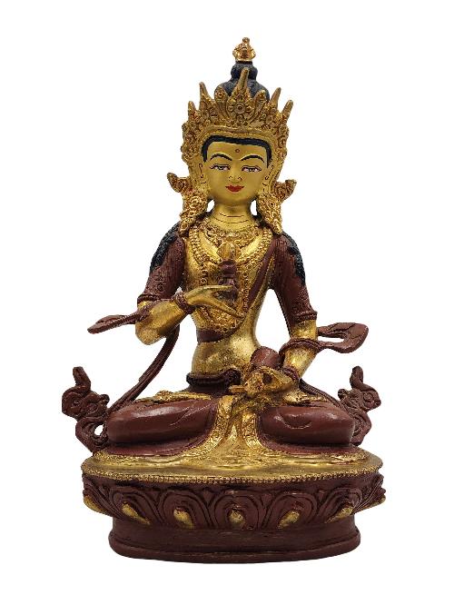 vajrasattva, Buddhist Handmade Statue, partly Gold Plated, Wtih face Painted