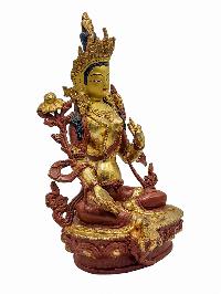 [[best Price]], [green Tara], Buddhist Handmade Statue, [partly Gold Plated], Wtih [face Painted], For A Gift, Altars And Buddhist Ritual