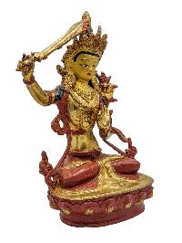 [best Price], [manjushree], Buddhist Handmade Statue, [partly Gold Plated], Wtih [face Painted], For A Gift, Altars And Buddhist Ritual