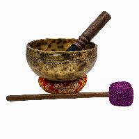 Jambati Singing Bowl, [tiger Antique], [jhumkat], Buddhist Hand Beaten, Antique Finishing, Sound Note F, 343 Hz