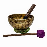 Jambati Singing Bowl, [tiger Antique], [jhumkat], Buddhist Hand Beaten, Antique Finishing, Sound Note F, 320 Hz