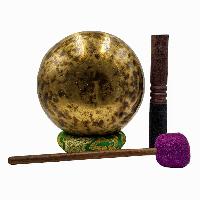 Jambati Singing Bowl, [tiger Antique], [jhumkat], Buddhist Hand Beaten, Antique Finishing, Sound Note F, 320 Hz