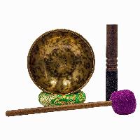 Jambati Singing Bowl, [tiger Antique], [jhumkat], Buddhist Hand Beaten, Antique Finishing, Sound Note G, 390 Hz