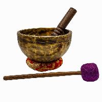 Jambati Singing Bowl, [tiger Antique], [jhumkat], Buddhist Hand Beaten, Antique Finishing, Sound Note A, 466 Hz