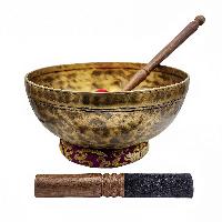 Jambati Singing Bowl, [tiger Antique], [jhumkat], Buddhist Hand Beaten, Antique Finishing, Sound Note A, 110 Hz