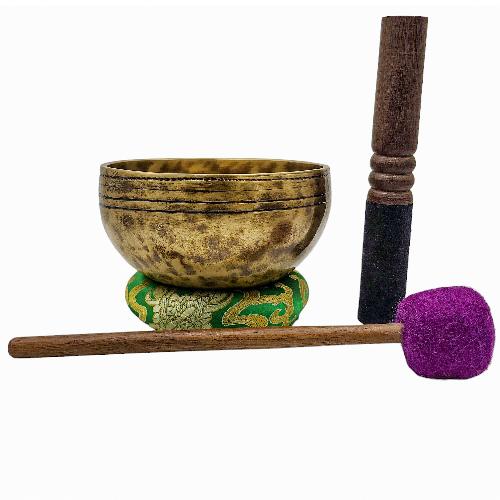 Jambati Singing Bowl, [tiger Antique], [jhumkat], Buddhist Hand Beaten, Antique Finishing, Sound Note G, 388 Hz