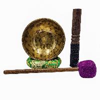 Jambati Singing Bowl, [tiger Antique], [jhumkat], Buddhist Hand Beaten, Antique Finishing, Sound Note G, 388 Hz