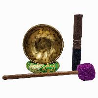 Jambati Singing Bowl, [tiger Antique], [jhumkat], Buddhist Hand Beaten, Antique Finishing, Sound Note A, 442 Hz