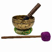 Jambati Singing Bowl, [tiger Antique], [jhumkat], Buddhist Hand Beaten, Antique Finishing, Sound Note A, 427 Hz