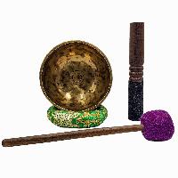 Jambati Singing Bowl, [tiger Antique], [jhumkat], Buddhist Hand Beaten, Antique Finishing, Sound Note A, 436 Hz