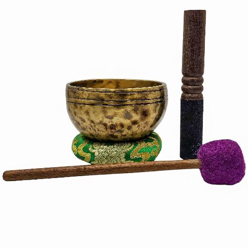 Jambati Singing Bowl, [tiger Antique], [jhumkat], Buddhist Hand Beaten, Antique Finishing, Sound Note C, 516 Hz