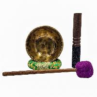 Jambati Singing Bowl, [tiger Antique], [jhumkat], Buddhist Hand Beaten, Antique Finishing, Sound Note C, 516 Hz