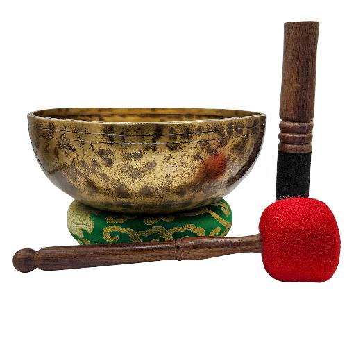 Jambati Singing Bowl, [tiger Antique], [jhumkat], Buddhist Hand Beaten, Antique Finishing