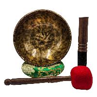 Jambati Singing Bowl, [tiger Antique], [jhumkat], Buddhist Hand Beaten, Antique Finishing