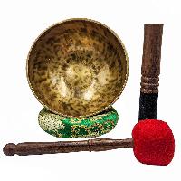 Jambati Singing Bowl, [tiger Antique], [jhumkat], Buddhist Hand Beaten, Antique Finishing, Sound Note F, 175 Hz