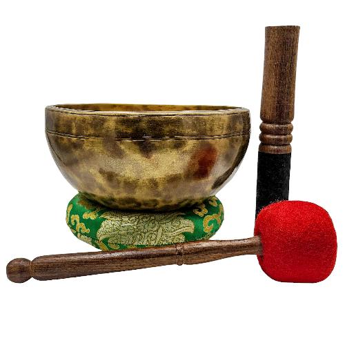 Jambati Singing Bowl, [tiger Antique], [jhumkat], Buddhist Hand Beaten, Antique Finishing, Sound Note E, 333 Hz