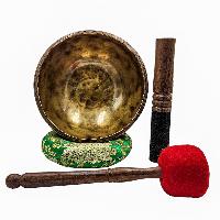 Jambati Singing Bowl, [tiger Antique], [jhumkat], Buddhist Hand Beaten, Antique Finishing, Sound Note E, 333 Hz