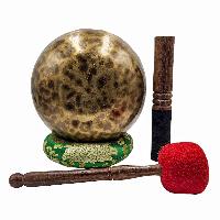 Jambati Singing Bowl, [tiger Antique], [jhumkat], Buddhist Hand Beaten, Antique Finishing, Sound Note E, 333 Hz