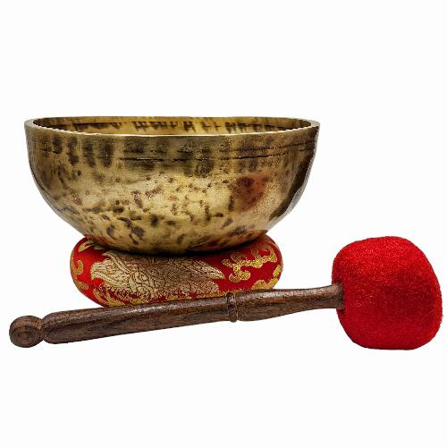 Jambati Singing Bowl, [tiger Antique], [jhumkat], Buddhist Hand Beaten, Antique Finishing, Sound Note G, 210 Hz