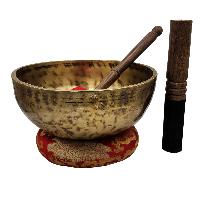 Jambati Singing Bowl, [tiger Antique], [jhumkat], Buddhist Hand Beaten, Antique Finishing, Sound Note G, 210 Hz