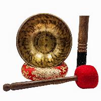 Jambati Singing Bowl, [tiger Antique], [jhumkat], Buddhist Hand Beaten, Antique Finishing, Sound Note B, 240 Hz