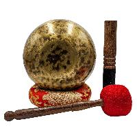 Jambati Singing Bowl, [tiger Antique], [jhumkat], Buddhist Hand Beaten, Antique Finishing, Sound Note B, 240 Hz