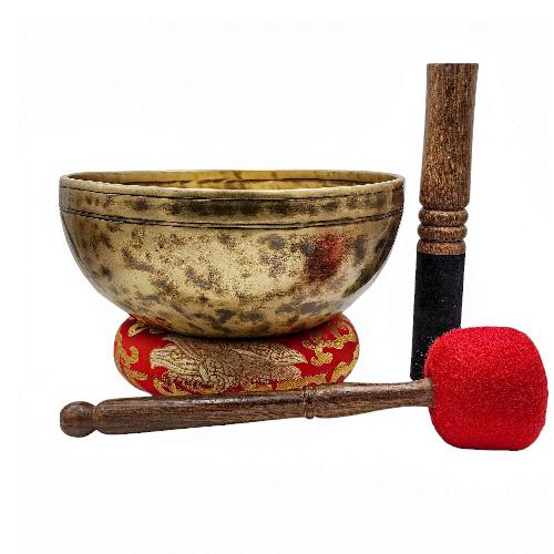 Jambati Singing Bowl, [tiger Antique], [jhumkat], Buddhist Hand Beaten, Antique Finishing