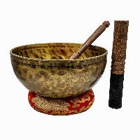 Jambati Singing Bowl, [tiger Antique], [jhumkat], Buddhist Hand Beaten, Antique Finishing, Sound Note D, 144 Hz