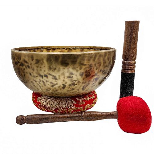 Jambati Singing Bowl, [tiger] Buddhist Hand Beaten, Antique Finishing, Sound Note F, 175 Hz