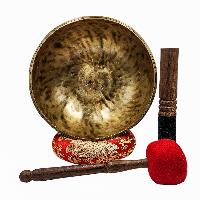 Jambati Singing Bowl, [tiger] Buddhist Hand Beaten, Antique Finishing, Sound Note F, 175 Hz